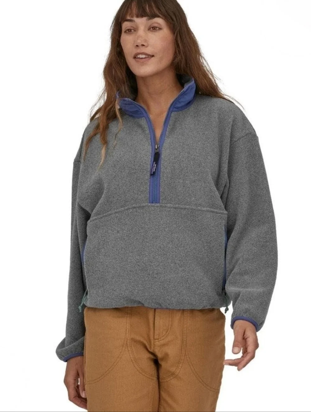 Patagonia Grey Blue Mock Neck Half-Zip Synchilla Marsupial Fleece Pullover M